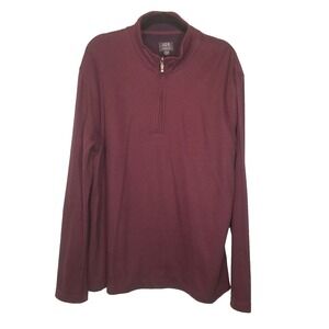 Joseph Abboud Long Sleeve Maroon Knit Pullover with 1/4 Zip  Side Slits Size XL